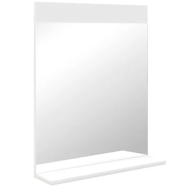 HOMCOM Oglindă de Baie pentru Perete în Stil Modern, Oglindă de Baie cu Raft, 50x12x60 cm, Alb | Aosom Romania
