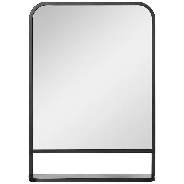 HOMCOM Oglinda de perete patrata moderna cu raft de depozitare, oglinzi 70 x 50 cm pentru sufragerie, dormitor, negru | Aosom Romania