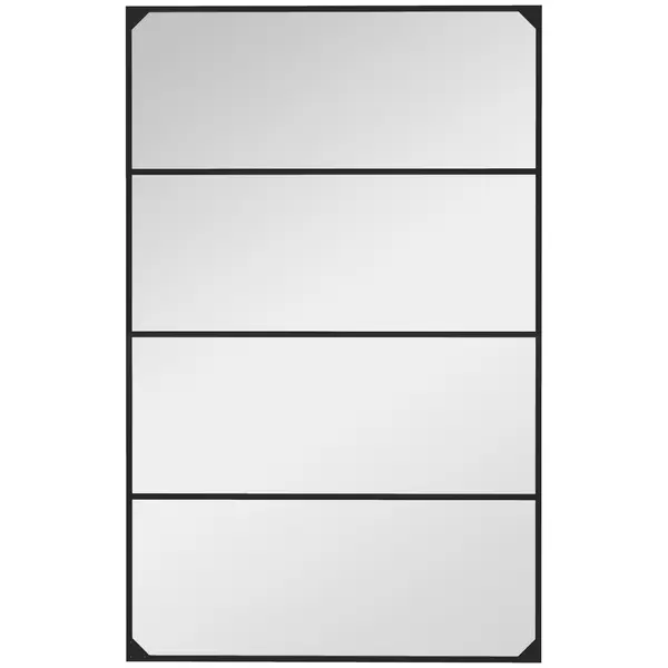 HOMCOM Oglindă Industrială de Perete, Oglindă Dreptunghiulară cu Ramă Metalică, Oglindă Decorativă, 109x2x69 cm, Negru | Aosom Romania