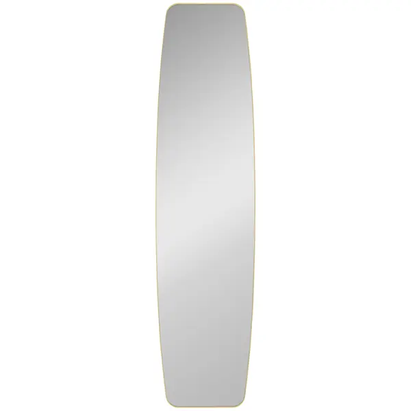 HOMCOM Oglindă mare de perete ovală 160 x 40 cm, oglindă suspendată modernă, cadru din metal și lemn, gata de agățat, auriu | Aosom Romania