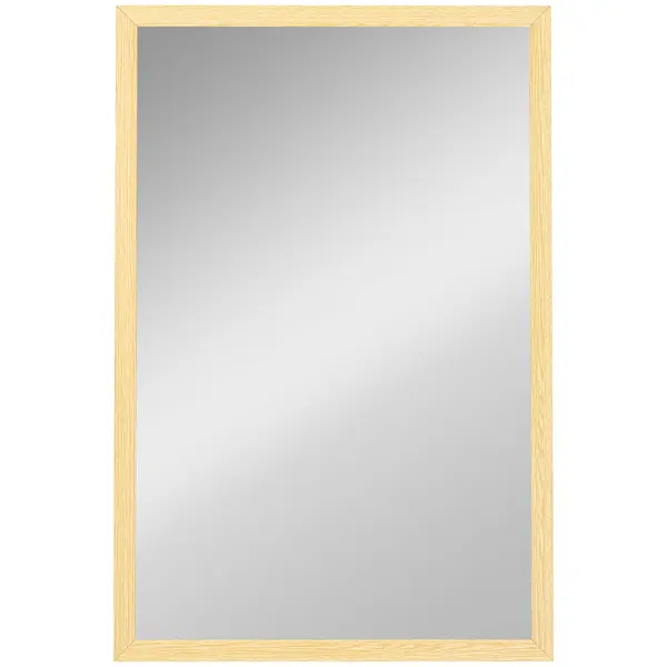 HOMCOM Oglindă murală rectangulară 60 x 40 cm, ramă din lemn natural, ideală pentru baie, living sau dormitor | Aosom Romania