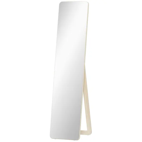 HOMCOM Oglindă pe suport și montată pe perete dreptunghiulară dim. 37L x 43l x 156H cm lemn natural | Aosom Romania
