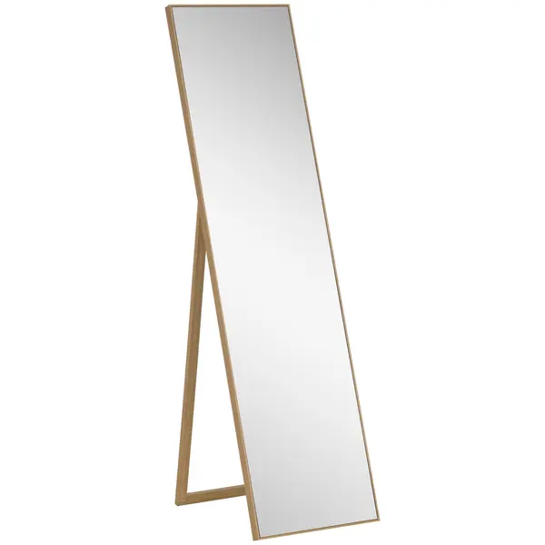 HOMCOM Oglindă pentru întregul corp cu suport, independentă, 40 cm x 150 cm, natural | Aosom Romania