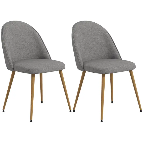 HOMCOM Pachet de 2 Scaune de Sufragerie Scaune de Bucătărie Tapitate cu Material Textil de In și Picioare din Oțel Capacitate 120 kg 50x52x83 cm Gri | Aosom Romania