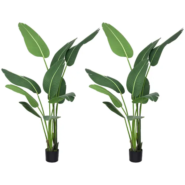 HOMCOM Palmierul Calatorilor Artificial de 5 metri Cu Ghiveci, Planta Artificiala, Pentru Decorarea Camerei De Zi, Biroului De Acasa | Aosom Romania
