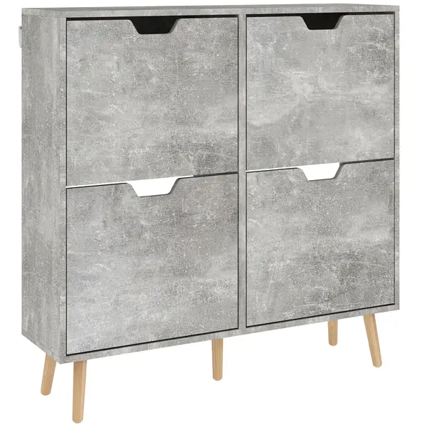 HOMCOM Pantofar cu 4 Sertare Rabatabile pe 2 Niveluri pentru 16 Perechi de Pantofi, 95x26x95 cm, Gri | Aosom Romania