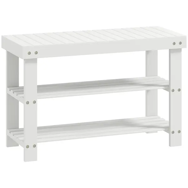 HOMCOM Pantofar tip Băncuță pentru Hol cu 3 Niveluri, 70x28x45 cm, Lemn natural | Aosom Romania