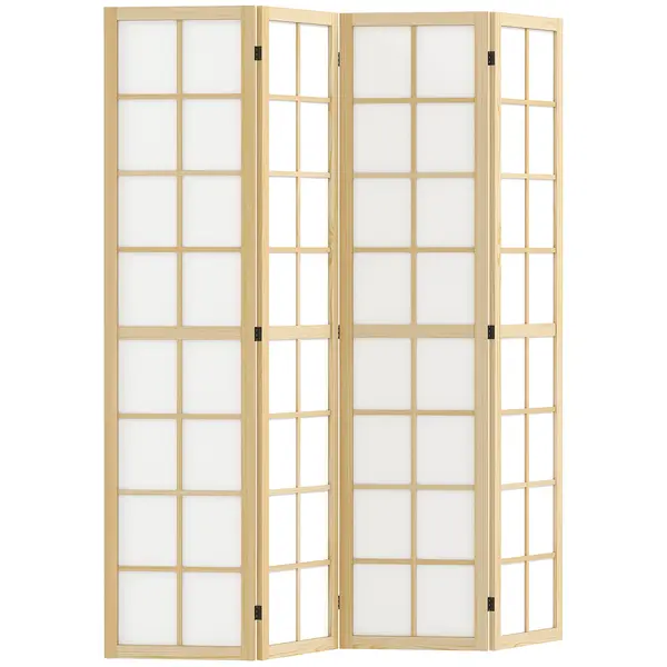 HOMCOM Paravan cu 4 Panouri Pliabile, Separator de Camere Autoportant, Ecran de Intimitate Interior pentru Sufragerie, Dormitor, 160 x 170cm | Aosom Romania