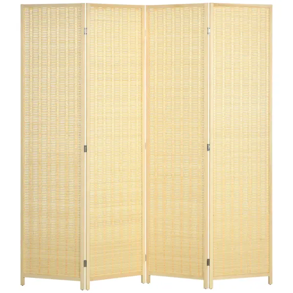 HOMCOM Paravan Decorativ 4 Panouri, 180x180 cm, Bambus Țesut Manual, Separator de Cameră Portabil, Design Natural | Aosom Romania