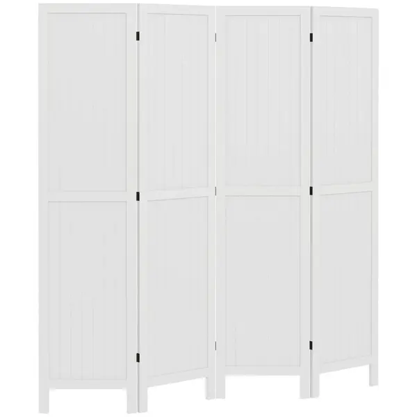 HOMCOM Paravan din lemn, separator de cameră, cloison interieur pliabil cu 4 panouri din lemn 160 x 170 cm alb | Aosom Romania