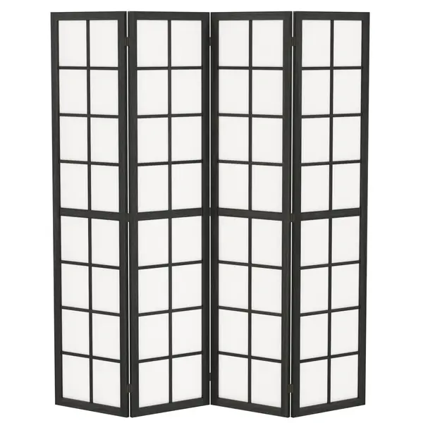 HOMCOM Paravan interior pliabil 4 panouri 160 x 170 cm separator de cameră pentru living dormitor casă, negru | Aosom Romania