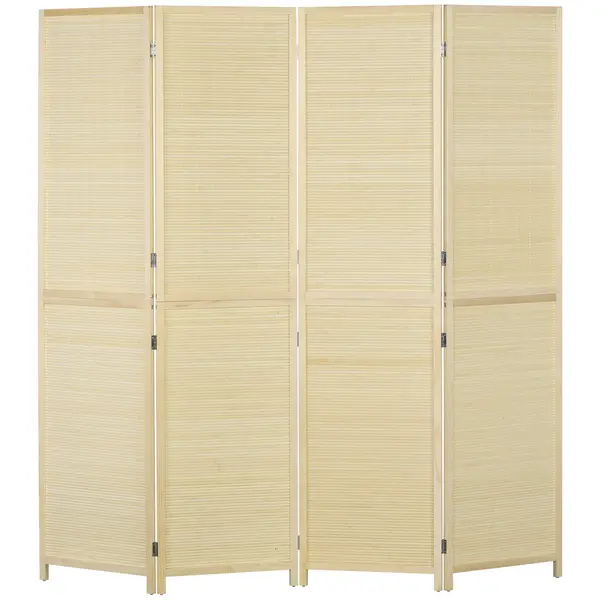 HOMCOM Paravan Interior Pliabil cu 4 Uși, Separator de Cameră din Ratan Bambus, 180x1,6x180 cm, Culoarea Lemnului | Aosom Romania