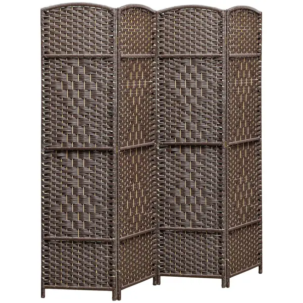 HOMCOM Paravent interior din lemn 4 panouri separator de cameră pliabil pentru sufragerie dormitor 180 x 180 cm maro | Aosom Romania