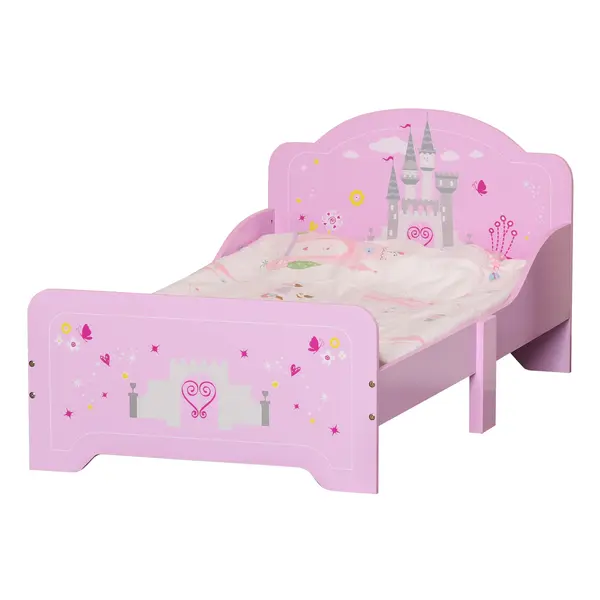HOMCOM Pat Copii Design Sigur cu Margini Rotunjite și Sine Laterale, 3-6 Ani, 143x73x60cm | Aosom Romania