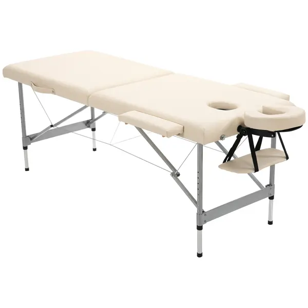 HOMCOM Pat de masaj pliabil, incl. deschidere pentru față, suporturi pentru brațe, tăvițe pentru mâini, masă de masaj mobilă, 186 cm x 71 cm x 83 cm | Aosom Romania