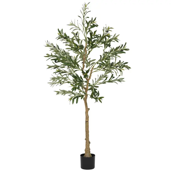 HOMCOM Plantă Artificială Măslin 150 cm cu 720 Frunze, 32 Măsline și Ghiveci | Aosom Romania