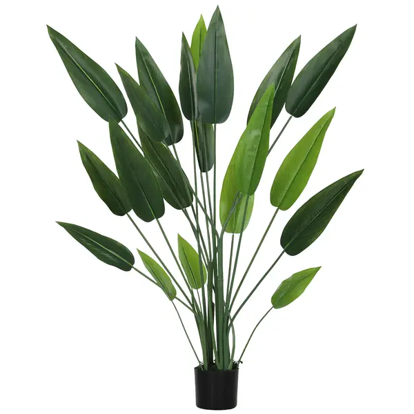 HOMCOM Plantă Artificială "Pasărea Paradisului" cu 20 de Frunze și Ghiveci | Aosom Romania