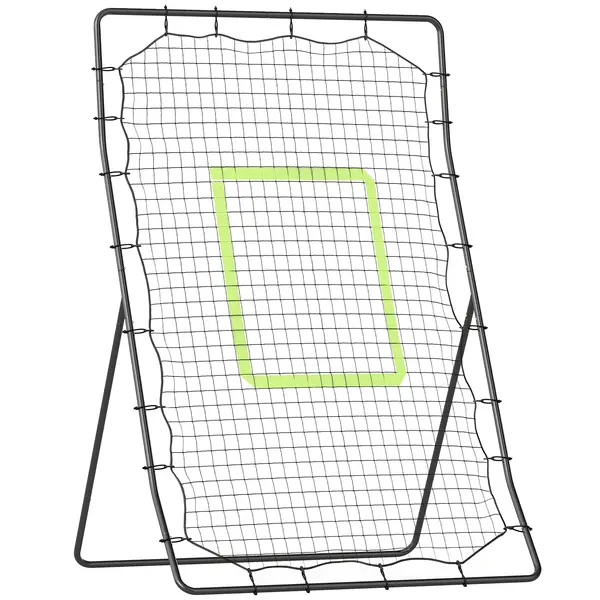 HOMCOM Plasă Rebounder Pliabilă pentru Fotbal și Baseball cu 21 de Corzi și Zonă de Precizie, 123x90x174 cm, Negru | Aosom Romania