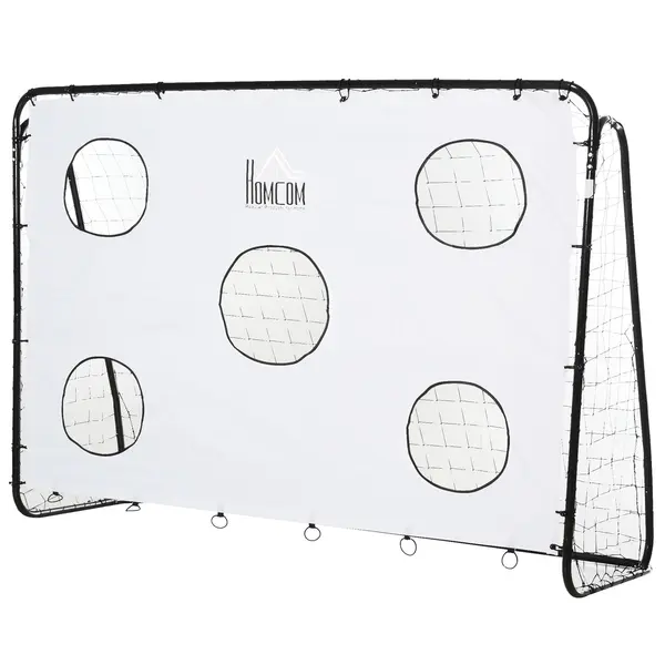 HOMCOM Poarta de Fotbal pentru Adulti Copii Plasa din PE, din Metal si Oxford, Alb si Negru, 240x88x171,5cm | Aosom Romania