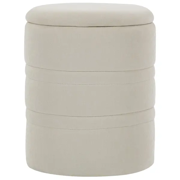 HOMCOM Pouf de depozitare din chenille cu capac, taburet rotund pentru living și dormitor, bej | Aosom Romania