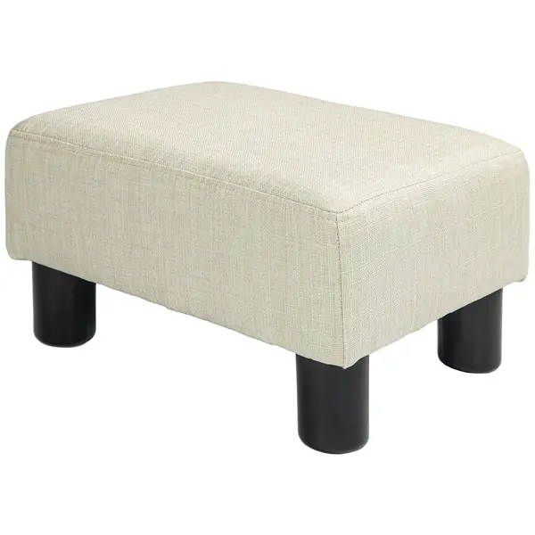 HOMCOM Puf suport pentru picioare taburet jos din țesătură de in capacitate de încărcare 110 kg 40 x 30 x 24 cm bej | Aosom Romania