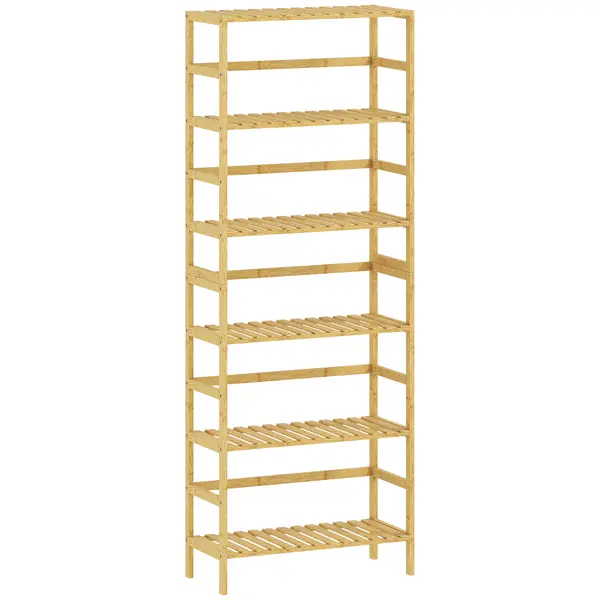 HOMCOM Raft de bambus cu 6 niveluri, cu rafturi reglabile, 60x26x161 cm | Aosom Romania