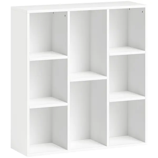HOMCOM Raft de depozitare cu 8 compartimente Design vertical sau orizontal pentru cărți și decorațiuni 74,3x24x80 cm Alb | Aosom Romania