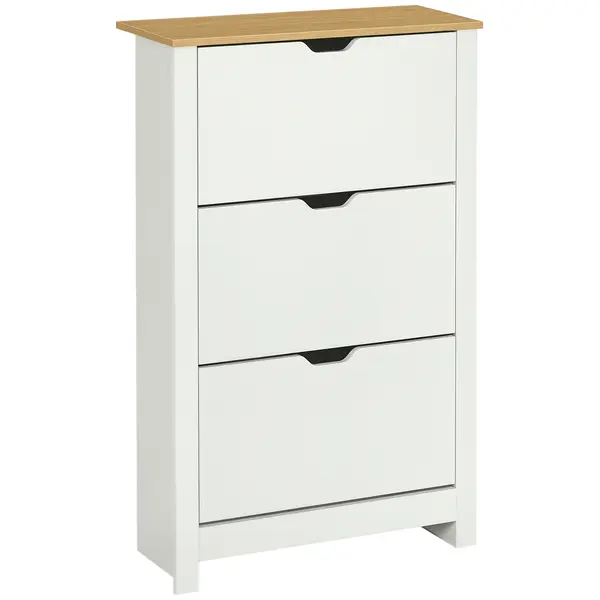 HOMCOM Raft pentru pantofi cu 3 compartimente, capacitate 18 perechi, 72x26x112 cm, alb + maro | Aosom Romania