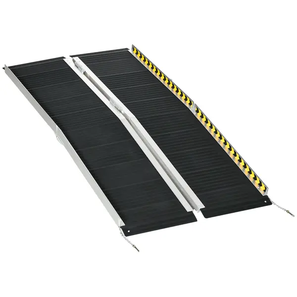 HOMCOM Rampă pentru Scaun cu Rotile, Rampă de Prag Pliabilă din Aluminiu cu Suprafață Antiderapantă, 152x73,6x5,1 cm, Negru | Aosom Romania