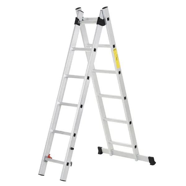 HOMCOM Scară multifuncțională din aluminiu 2,5 m, pliabilă și portabilă, picior antiderapant, greutate maximă 150 kg, argintiu | Aosom Romania