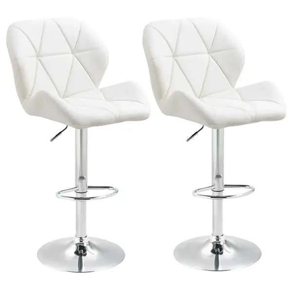 HOMCOM Scaun Bar Reglabil Pivotante si Antiderapant, Scaun bar Modern,Sarcina Maxima 120 kg,Elegante și Confortabile,Albe | Aosom Romania