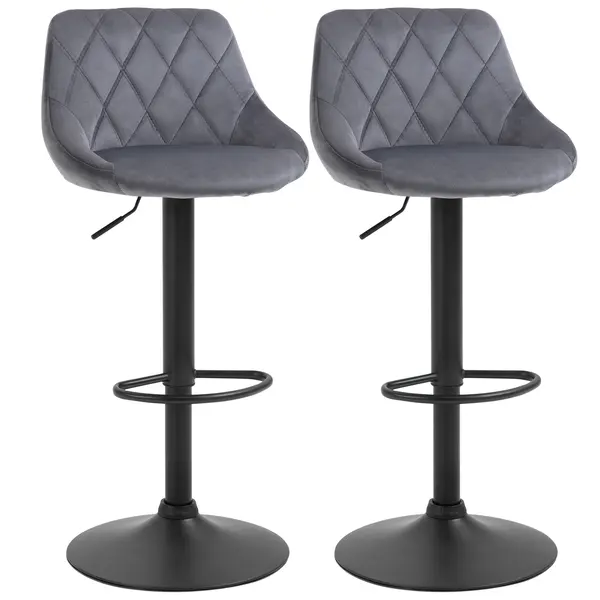HOMCOM Scaun bar Reglabile in Inaltime cu Spatar, Greutate Suportata 120kg,51.5x48x83-104cm, gri | Aosom Romania