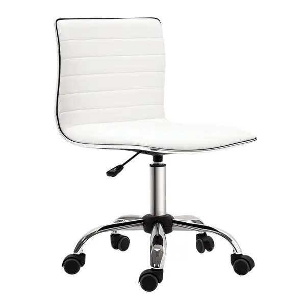HOMCOM Scaun birou fără brațe, scaun de birou, înălțime reglabilă, șezut și spătar căptușite, 48x52x78-90cm, alb | Aosom Romania