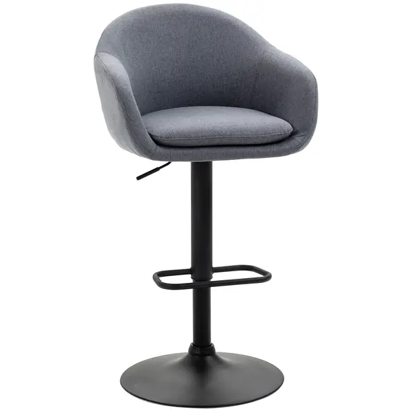 HOMCOM Scaun de bar cu suport pentru picioare; reglabil în înălțime, aspect de lână, 54 cm x 54 cm x 112 cm, Gri | Aosom Romania