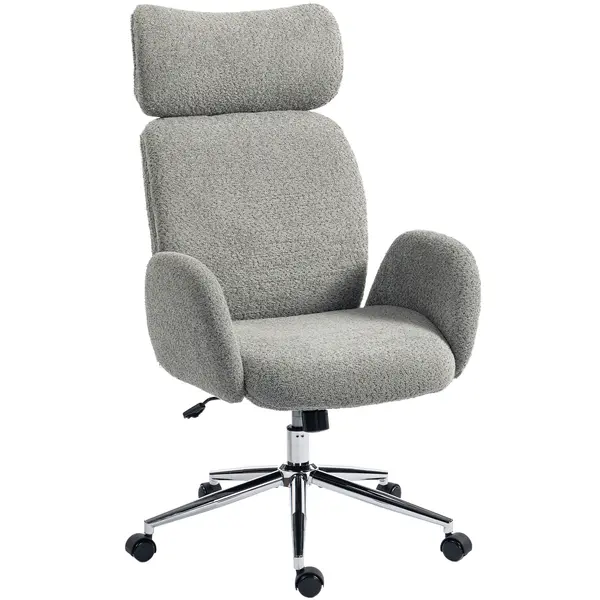 HOMCOM Scaun de birou cu tetieră reglabilă, scaun ergonomic de birou, funcție de înclinare, reglabil pe înălțime, Gri închis | Aosom Romania
