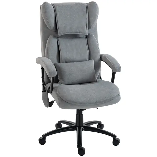 HOMCOM Scaun de birou ergonomic cu masaj cu 4 puncte de frământare, fotoliu cu spătar înalt tip fluture, șezut lat, gri | Aosom Romania
