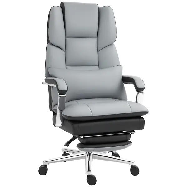 HOMCOM Scaun de birou, ergonomic, reglabil, 63x71x123-129cm, Gri deschis/Negru | Aosom Romania
