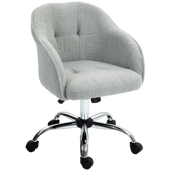 HOMCOM Scaun de birou, fotoliu de birou ergonomic, înălțime reglabilă, șezut și spătar umplute, gri | Aosom Romania