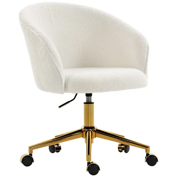 HOMCOM Scaun de birou, fotoliu de birou ergonomic reglabil pe înălțime, șezut pivotant, bază din oțel, crem | Aosom Romania