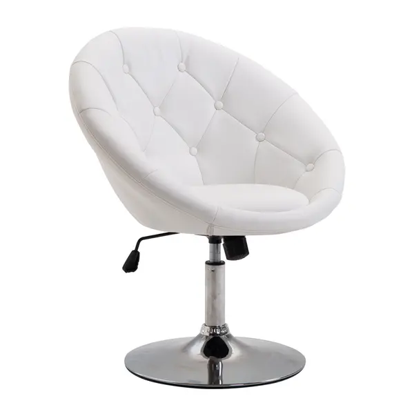 HOMCOM Scaun de lucru rotativ Scaun rotativ Scaun de birou cromat reglabil înălțime, piele ecologică+oțel, Negru/Alb, 71x59x78-90cm (Alb) | Aosom Romania