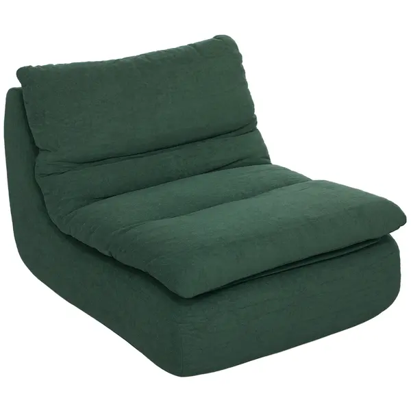 HOMCOM Scaun de Podea Modern și Capitonaț din Țesătură cu Aspect Catifelat Verde | Aosom Romania