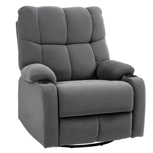 HOMCOM Scaun de relaxare cu suport pentru picioare, scaun de așezare, drehbar, până la 150 kg, cadru din oțel, 88x96x108cm, Gri inchis | Aosom Romania