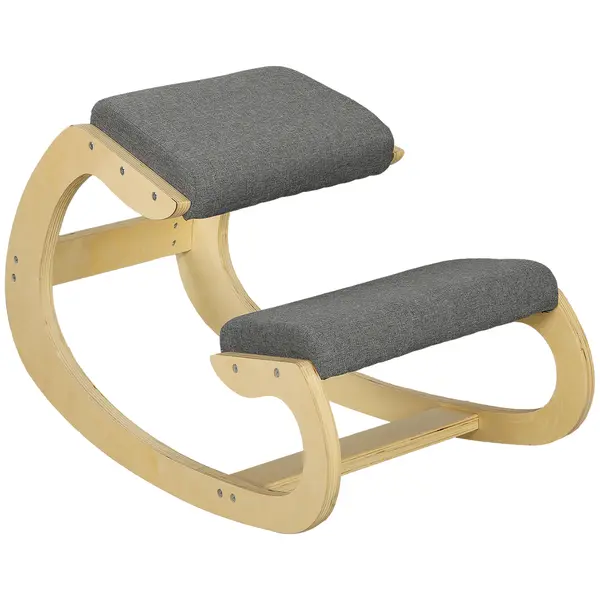 HOMCOM Scaun ergonomic basculant pentru biroul de acasă, pentru îmbunătățirea posturii corpului, Gri | Aosom Romania
