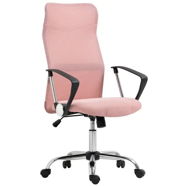 HOMCOM Scaun Ergonomic de Birou cu Înălțime Reglabilă și Spătar din Plasă, Roz | Aosom Romania