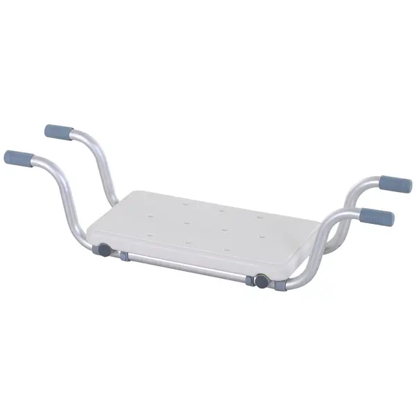 HOMCOM Scaun pentru Cadă din Aliaj de Aluminiu, Plastic și Lățime Reglabilă, 73-83x22x18 cm, Alb | Aosom Romania