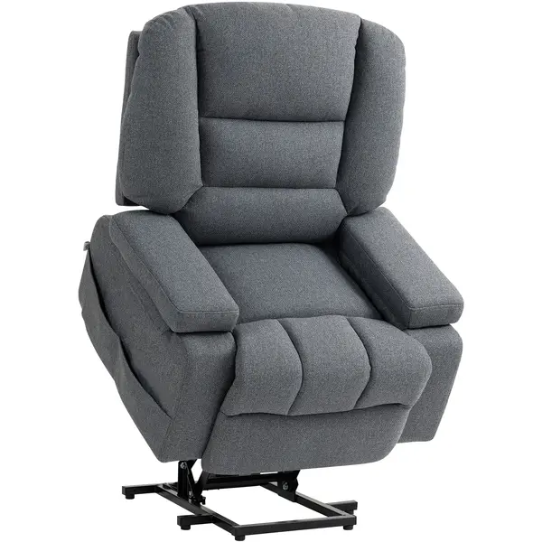 HOMCOM Scaun Rabatabil, Canapea cu Masaj prin Vibrații și Căldură, Scaun de Ridicare cu Telecomandă, 97x90x102 cm, Gri