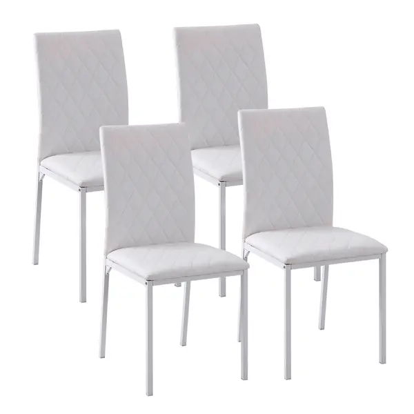 HOMCOM Scaune Sufragerie 4piese, cu Design Modern și Imitație de Piele, 41x50x92 cm, Alb | Aosom Romania