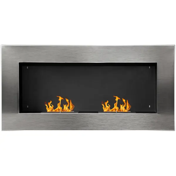 HOMCOM Semineu pe Bioetanol incalzitor Realizat din Inox cu 2 Arzătoare, aparat de incalzire ecologic 110x54x14cm Aosom |Romania