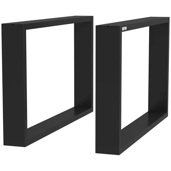 HOMCOM Set 2 Picioare de Masă Dreptunghiulare din Oțel, 60x8x72 cm, Negru | Aosom Romania