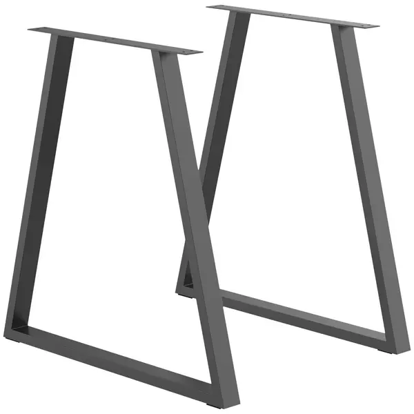 HOMCOM Set 2 Picioare de Masă Trapezoidale cu 6 Găuri și 12 Șuruburi, 70x5x72 cm, Negru | Aosom Romania
